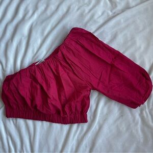 NWT Abercrombie Pink Linen Crop One Shoulder Top